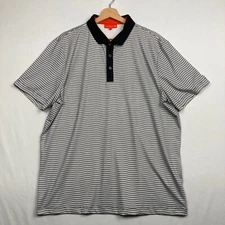Redvanly Polo Shirt Mens XL White Striped Golf Performance Comfort Short Sleeve