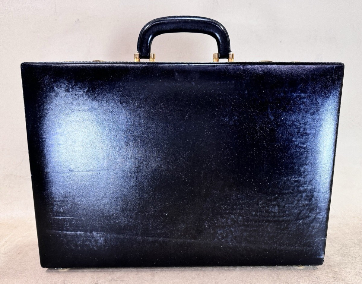 Amiet Black Leather 18” Attache Expandable Briefcase Combination