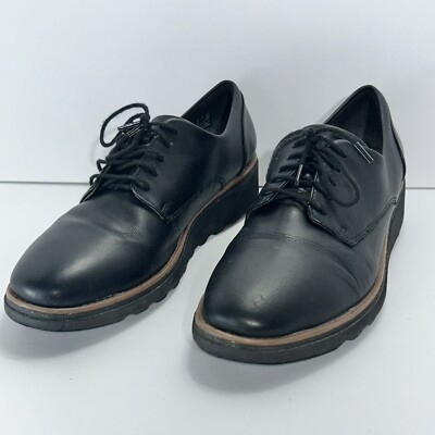 LADIES CLARKS SMART LEATHER LACE UP WEDGE HEEL