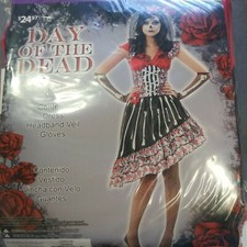 Day of the Dead Womens Halloween Costume new in the package size L 12-14