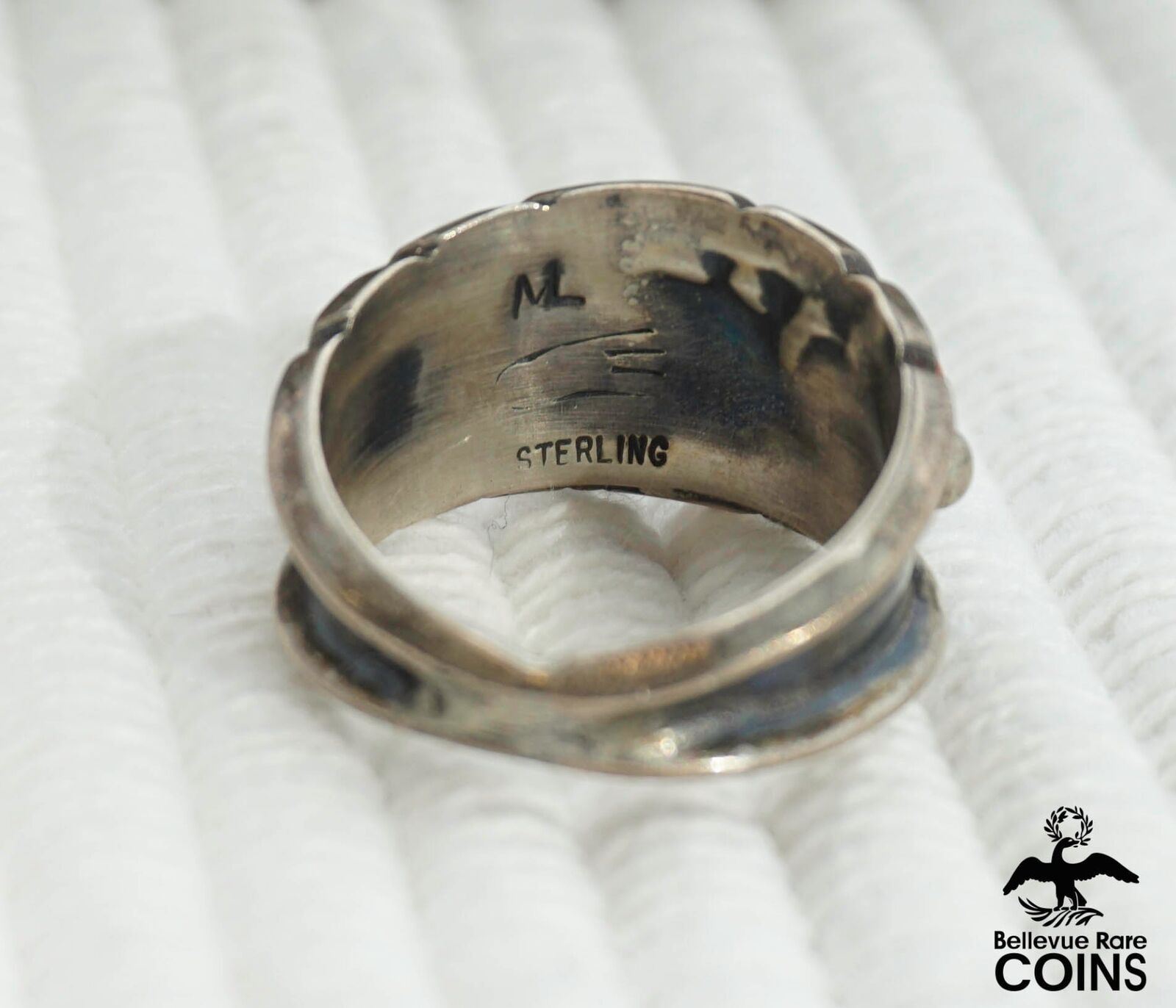 Milton Lasiloo Native Zuni Sterling Turquoise, Red Coral ThreeStone