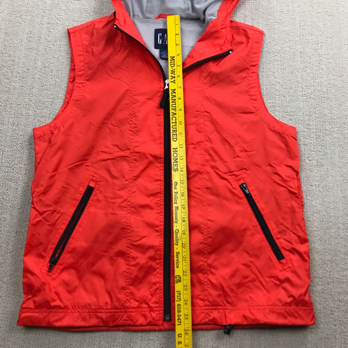 Vintage GAP Jacket Mens Small Orange Sleeveless Windbreaker Vintage GAP Jacket Mens Small Orange Sleeveless Windbreaker