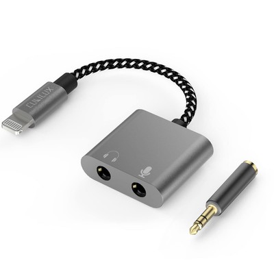 Lightning to 3.5mm TRS Microphone Adapter with Headphone Jack Compatible with...