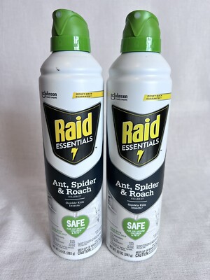 LOT OF 2 Raid Essentials Ant Spider and Roach Killer Aerosol Spray Child & PET