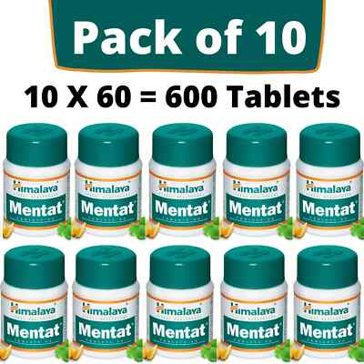 10 X Himalaya Mentat 600 Tabs For Good Memory Health Exp July 2028