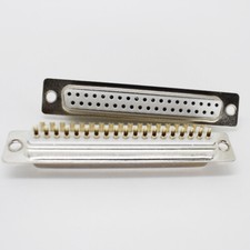 5pcs Gold Pin 37pin 2 Row D-Sub Female Socket Solder Chassis Connector RS232