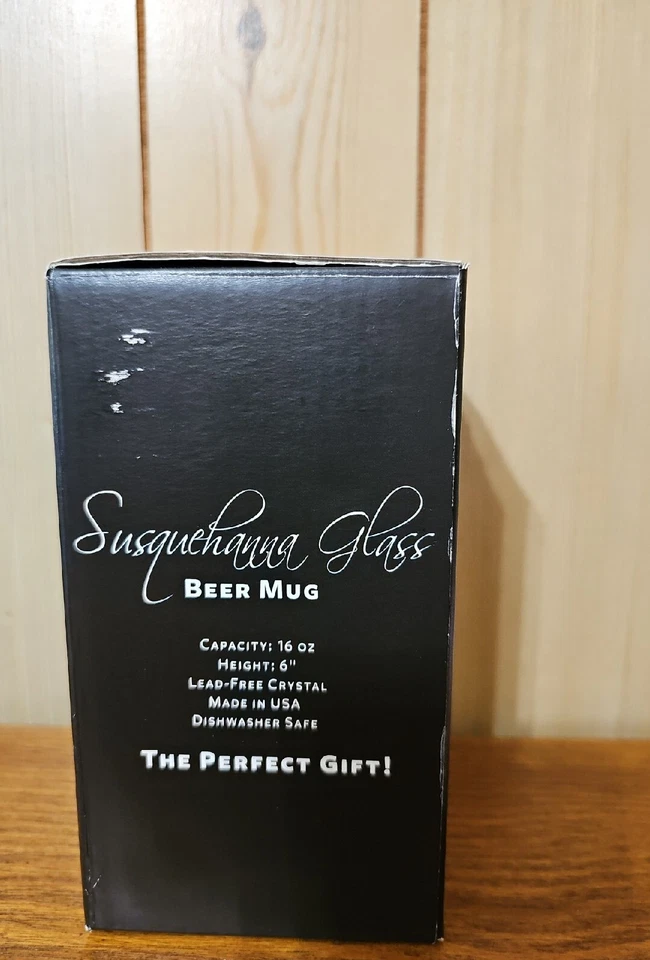 TAZA DE CERVEZA DE VIDRIO GRABADO SUSQUEHANNA MANTENER LA CALMA 16 OZ NUEVA Foto 3 de 4