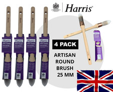 Harris Artisan Round Brush 25mm Sash Paint Brushes Synthetic Fine Detail 4 Pack