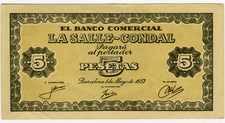 ►☆ BILLETE ESCUELAS COMERCIO • 1957 ☆ 5p. LA SALLE-CONDAL, BANCO COMERCIO ☆D1049
