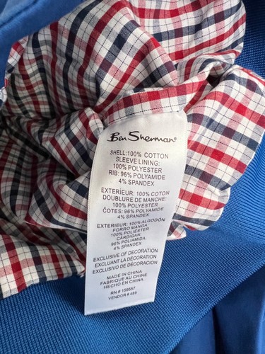 Ben Sherman Mens Bomber Jacket Full Zip Blue Size S Plaid Lining - Picture 5 of 9