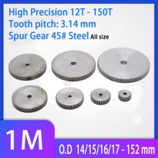 1 Mod Spur Gear Teeth 12-150T Transmission Gear 10mm Thick 45# Steel Pinion Gear