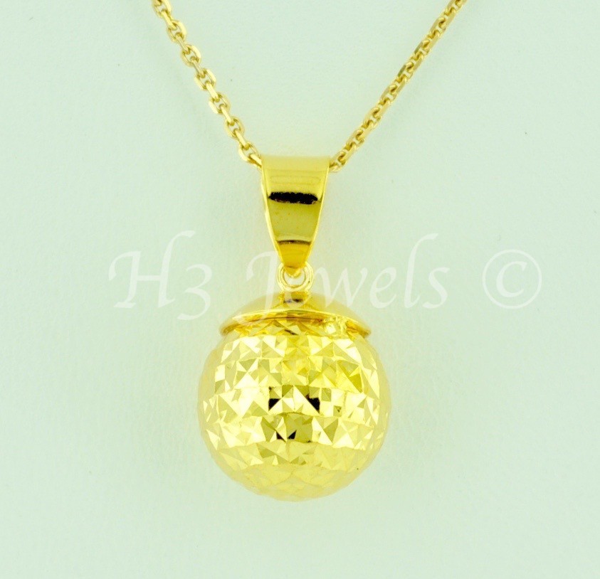 18k Yellow Gold bead Ball pendant Charm 4962 11.96mm h3jewels 2.10 grams eBay