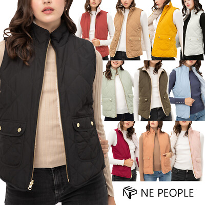 NE PEOPLE Womens Reversible Lightweight Quilted sleeveless Zipper Vest [NEWV444]