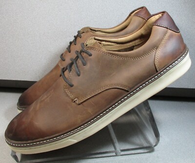 251642 MCGUFFEY MEN'S SHOES 11 W BROWN OILED LEATHER LACE UP  JOHNSTON & MURPHY