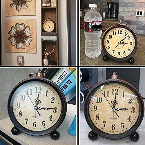 Vintage Alarm Clock Analog Silent Small Bedside Desk Clock Battery Operated for