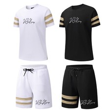 New Mens T Shirt Shorts Set Premium Textured Waffle Material Tracksuit Summer