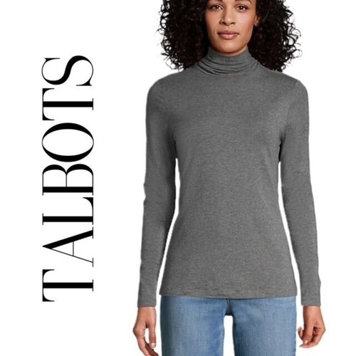 TALBOTS GRAY COTTON BLEND TURTLENECK L 