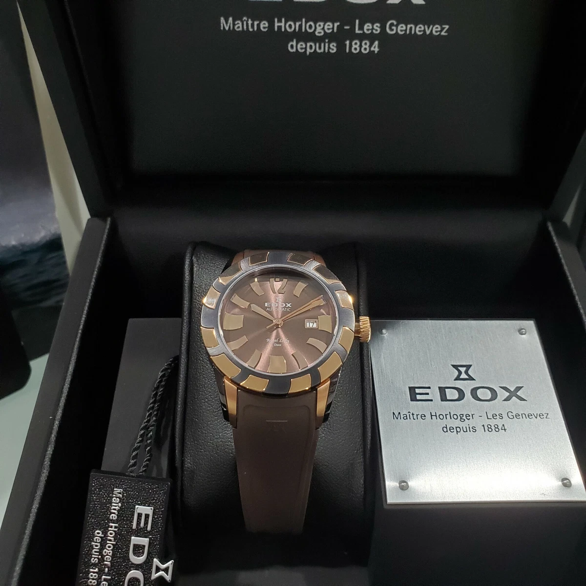 Edox Women s 37007 357BR BRIR Royal Lady Date Automatic Watch eBay