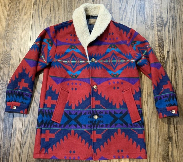 Vtg Pendleton Mens High Grade Western Wear Blanket Coat Made in USA