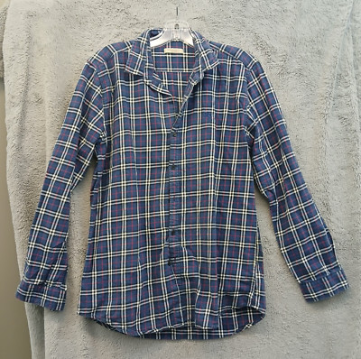 Burberry Brit Men s Size L Long Sleeve Button Up Blue Nova Check Plaid vintage