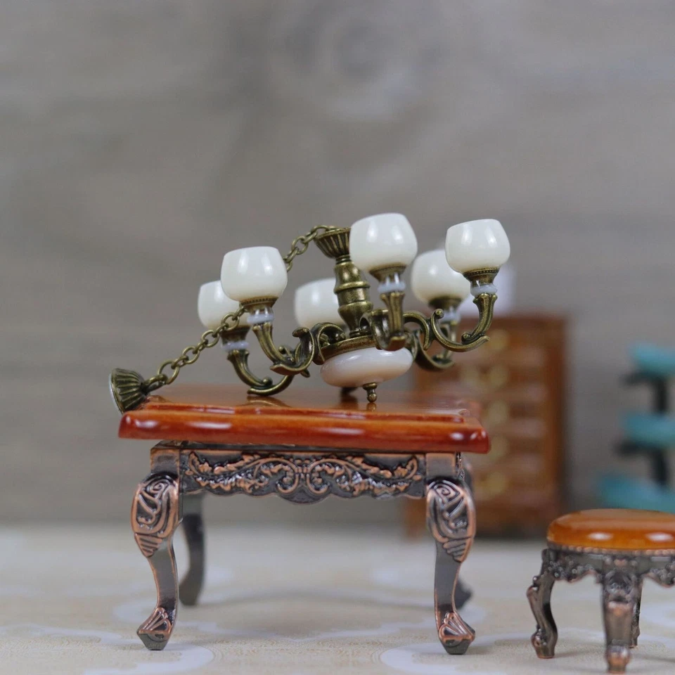 1:12 Miniatura Casa de Muñecas Muebles Vintage Mesa Cuadrada Sala Juguetes Foto 3 de 4