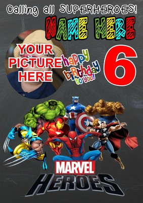 Birthday Poster | MARVEL SUPERHEROES | Children Personalised Name | TP218 |  eBay