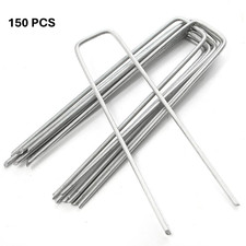 150 Pack - Landscape Ground Staples Galvanized, Garden Stakes, 6 inch, U-Shaped