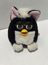 Vintage 1999 Furby Buddies Black Stuffed Animal Beanbag Plush 4  Brown Eyes