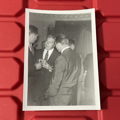 Men In Suits Drinking At An Event B Photograph 3.25 x 4.5 Pre Owned Vintage 1956