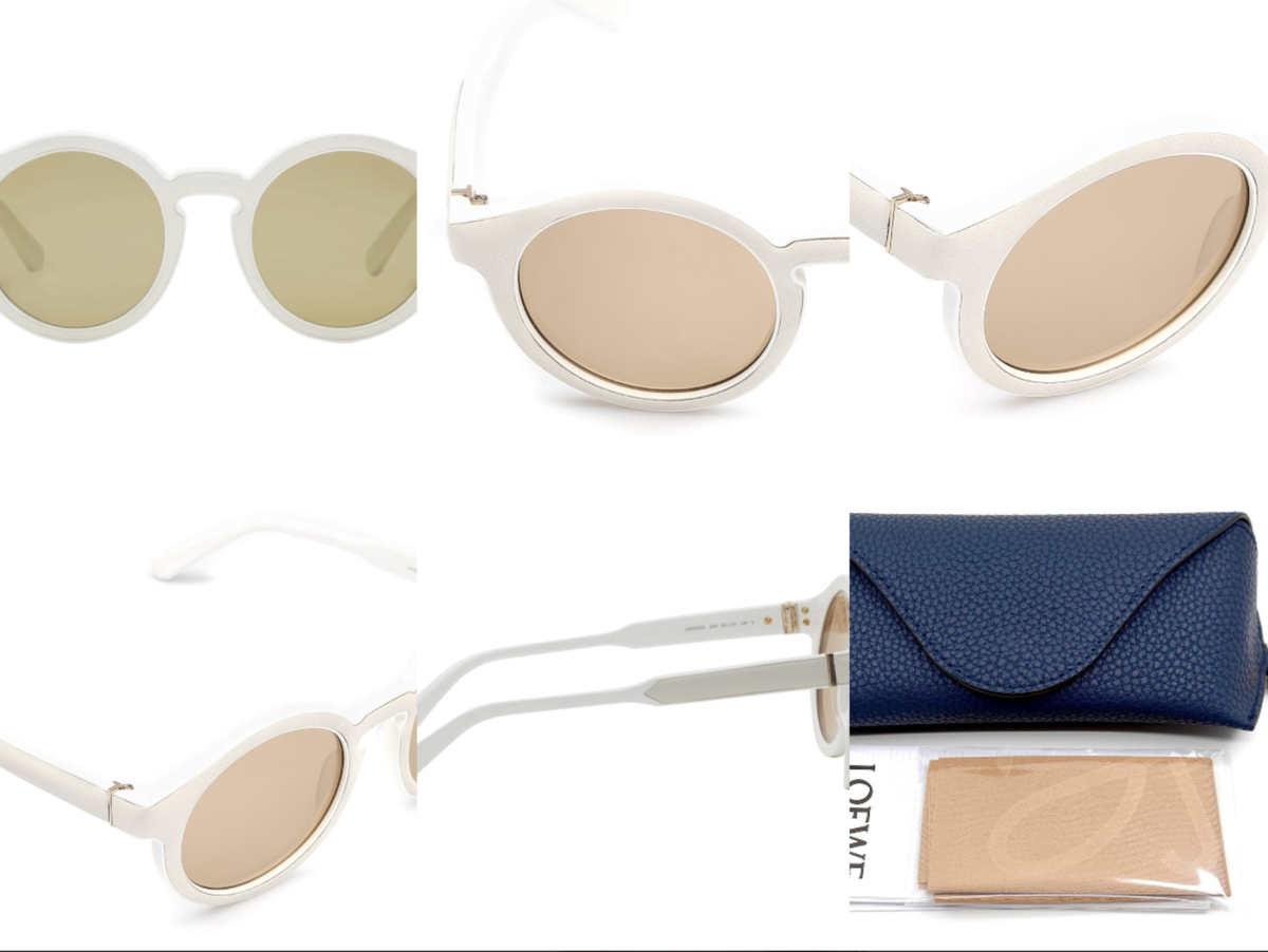Loewe Round Leather Trimmed Metal Sunglasses LOEWE EYEWEAR Round-frame gold-tone sunglasses | NET-A-PORTER main image 3