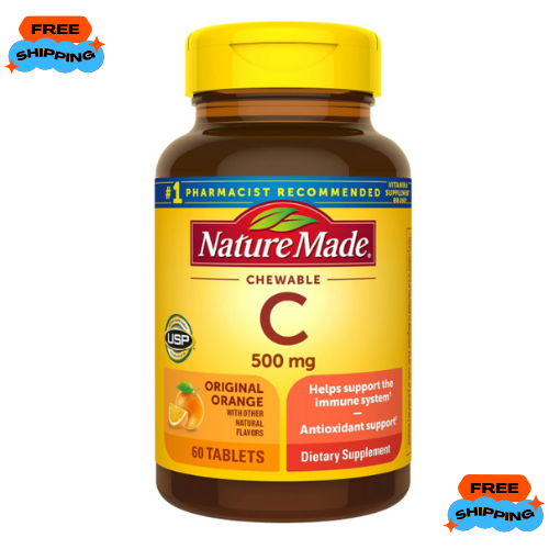 Nature Made Chewable Vitamin C 500 mg, Dietary Supplement for Immune Support, 60