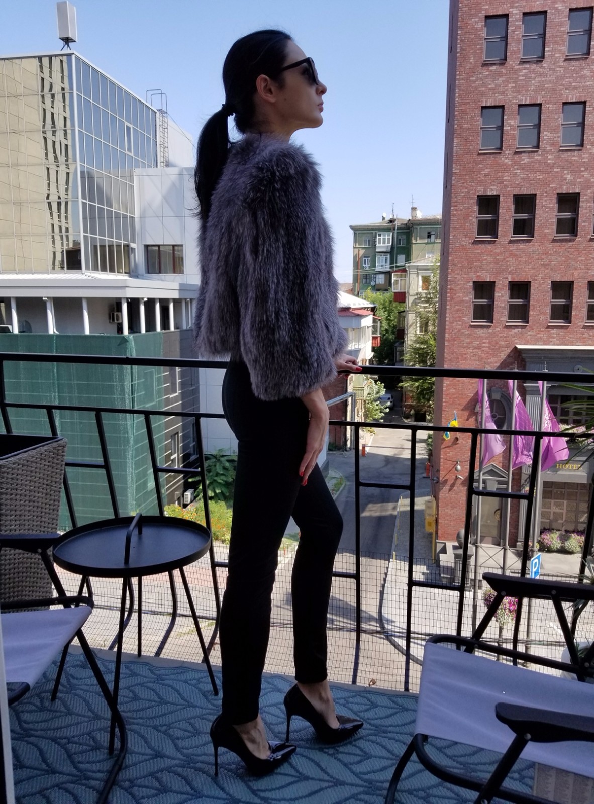 Giacca volpe argento lavorato a maglia Yves Salomon