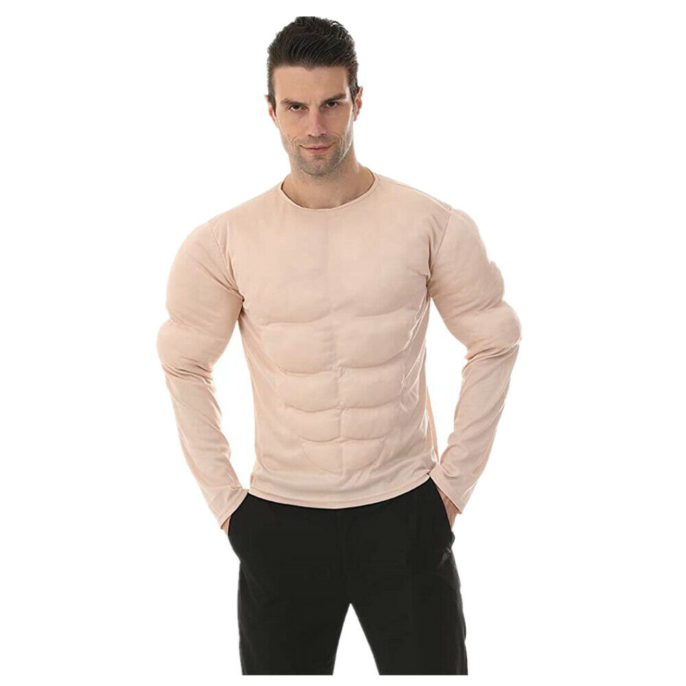 Adult Mens Fake Padded Chest Muscle Shirt Costume Muscles Bodybuilder  Accessory