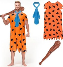 Fred Flintstone Halloween Kostium - Męski Średni, Krawat i Klub w zestawie