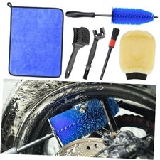 Motorcycle Cleaning Kit 6 Pack with Easy Reach Brush,Tire Brush,Wool Wash