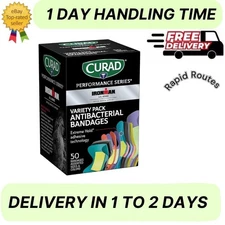 Curad Ironman Antibacterial Bandages Extreme Hold 50 Count Assorted Pack