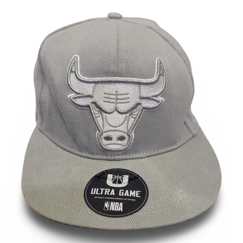 Vintage Ultra Game Chicago Bulls Snapback Hat Grey OSFM Flat Brim Cap FAIR