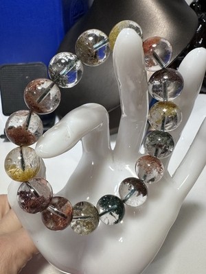 Natural High quality colorful Phantom Quartz Ghost Crystal Round Beads Bracelet