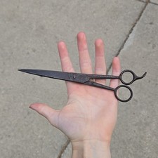 Vintage Hand Forged Barber Shears 7  Scissors Hammered Dimpled Handles 1940s