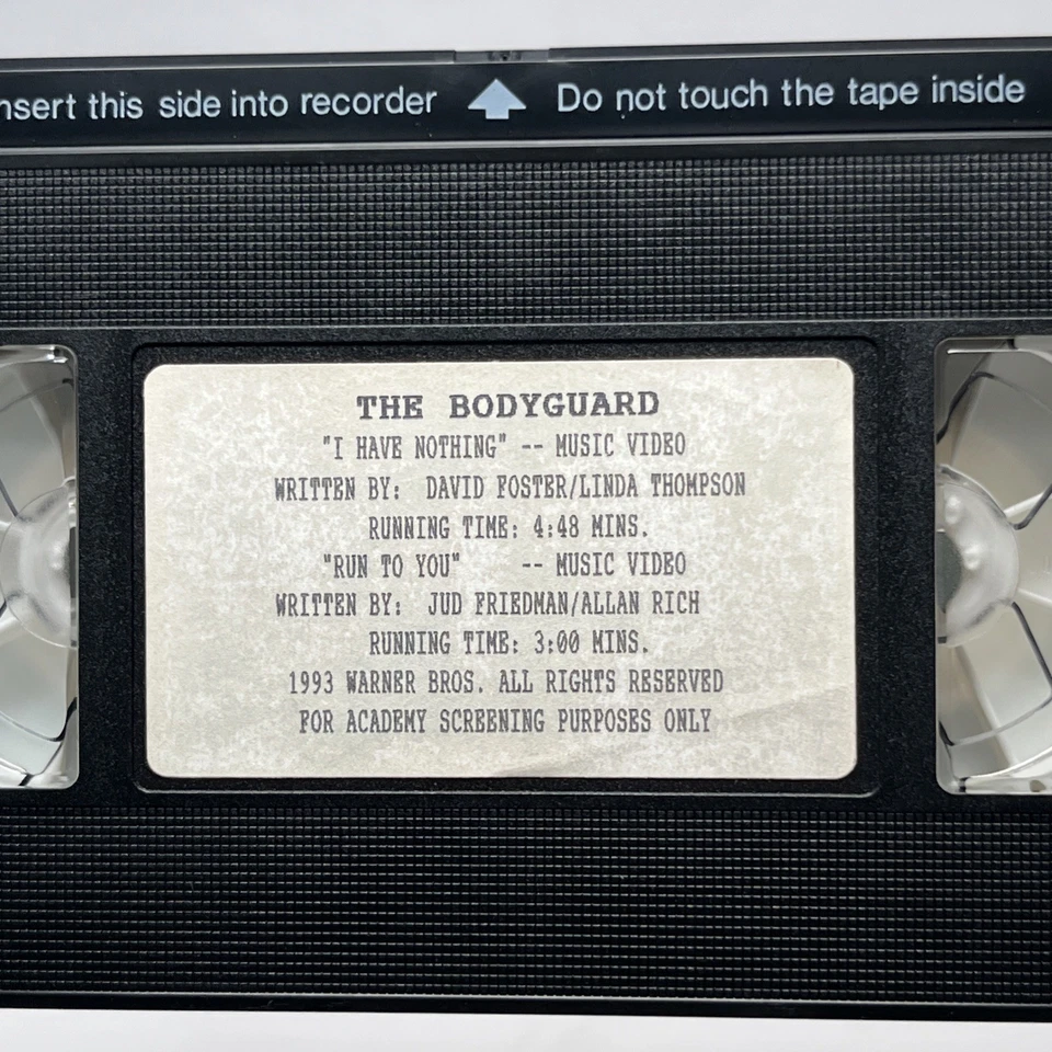 The Bodyguard Music Videos Academy Screener VHS 1993 Whitney Houston Rare Foto 4 de 4