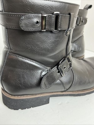 Polar Fox WYATT Black Motorcycle Boots 11 Vegan Leather 