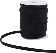 55 Yards Black Drawstring, 0.4 Inch Polyester Flat Draw Cord, Knitted Drawcor...