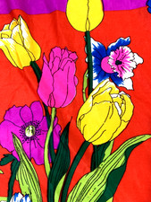 Vintage Groovy Super Vibrant Floral Lightweight Knit Fabric 3+ Yards