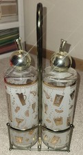 Vintage Libbey Starlyte Gold Cocktail Design MCM Barware Dual Decanter Set