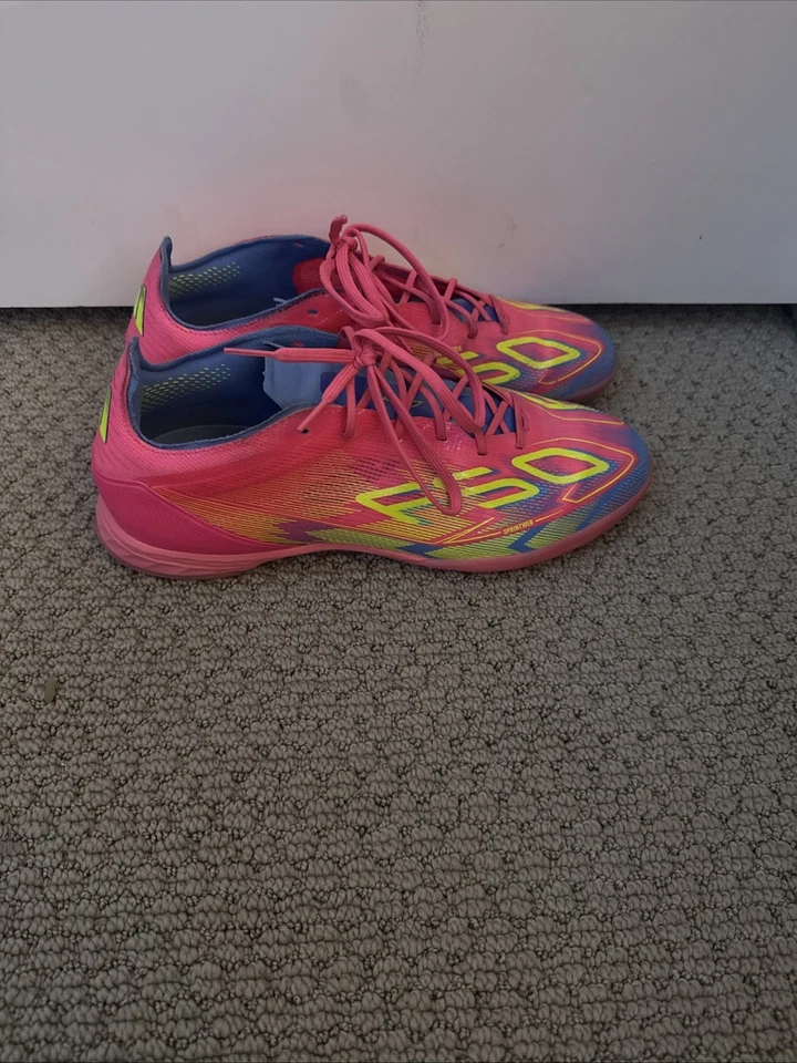 Hombre Adidas F50 Pro Rosa Lúcido Lúcido Azul Limón Césped - Talla 9 Sin Caja Foto 2 de 4