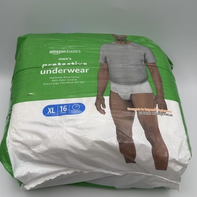Amazon Basics Men's Protective Underwear XL Extra Large Maximum Absorbency 16