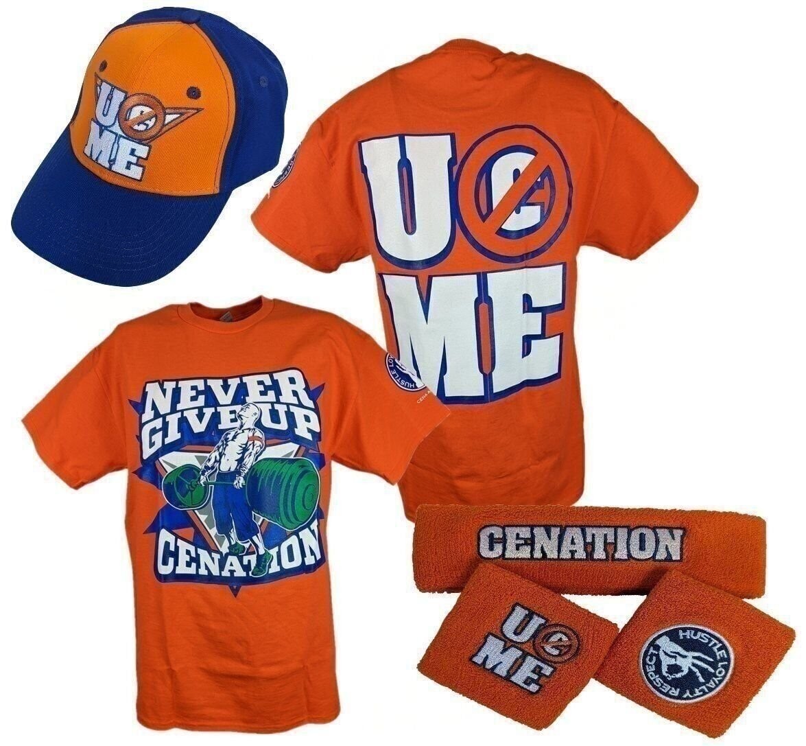 John Cena Orange Mens Costume Hat T-shirt Wristbands