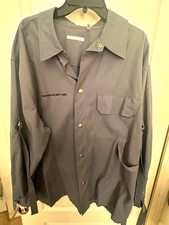 Helmut Lang Gray Snap-Front Long Sleeve Work Shirt w/ Pockets Size XL