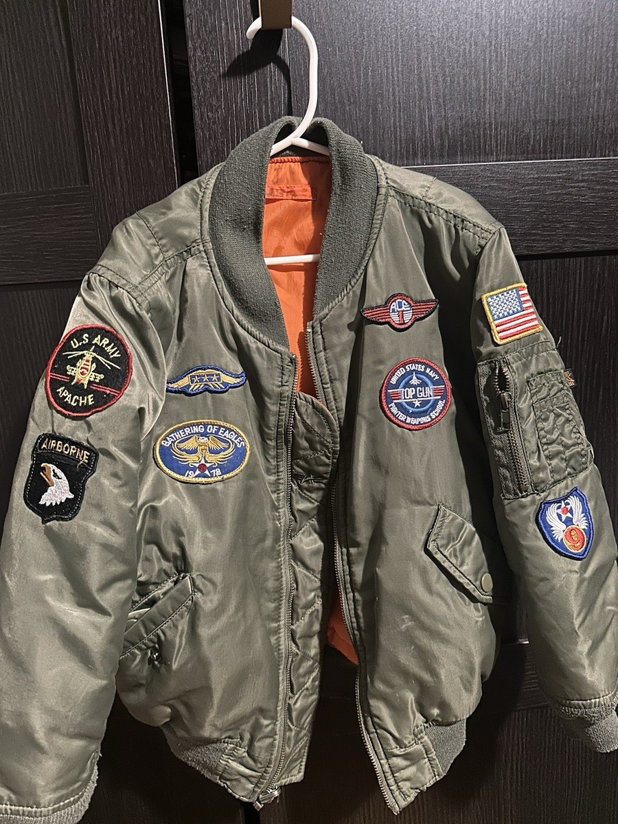 Top Gun Jacket Da Fei Li Full-zip MA-1 Bomber Flyer's Kid's Youth