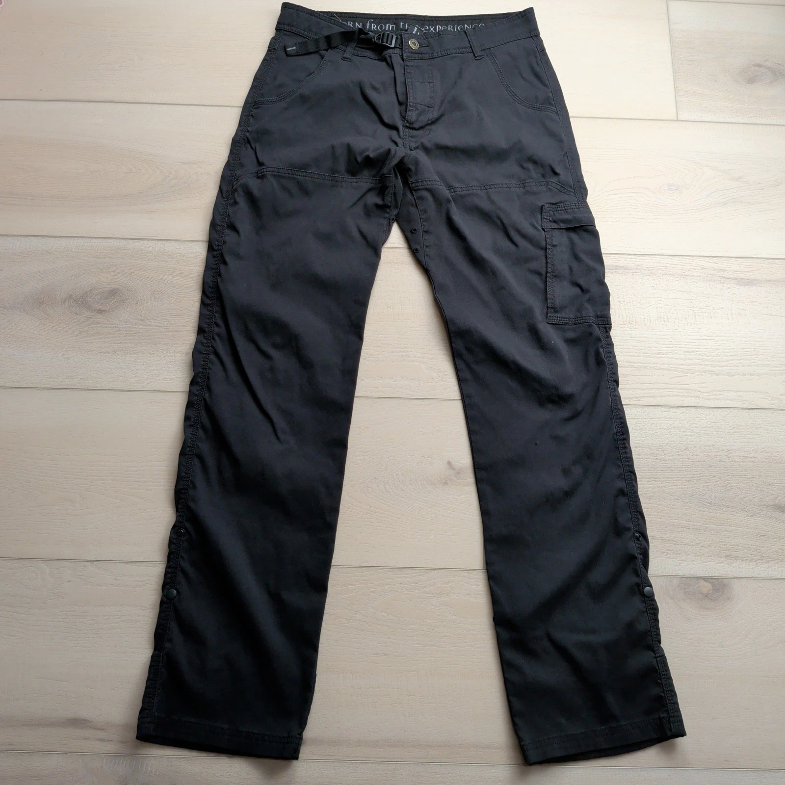 Prana Zion Cargo Pants Mens Med x 34 (Fits 32x33) Roll Up Black Climbing Hiking